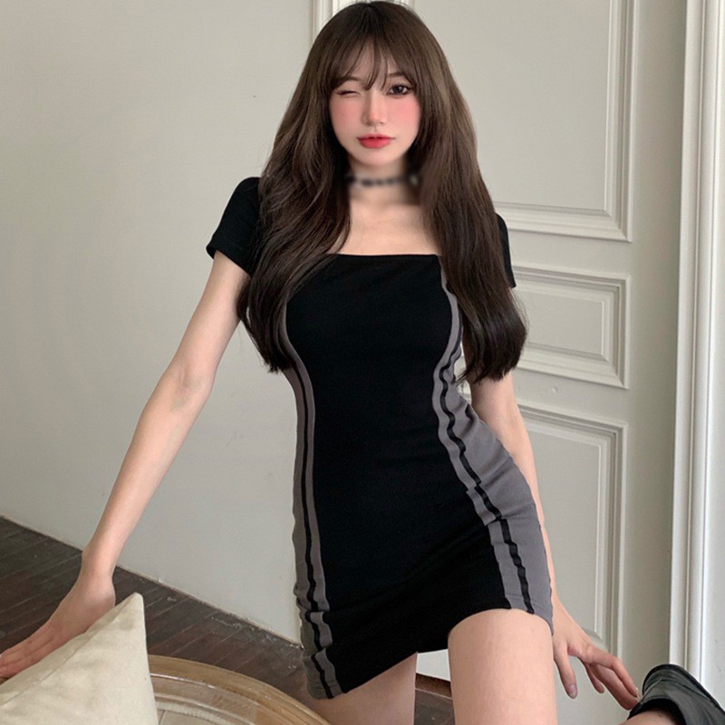 Đầm ôm Tay Ngắn Kiểu Dáng Retro Thời Trang Quyến Rũ