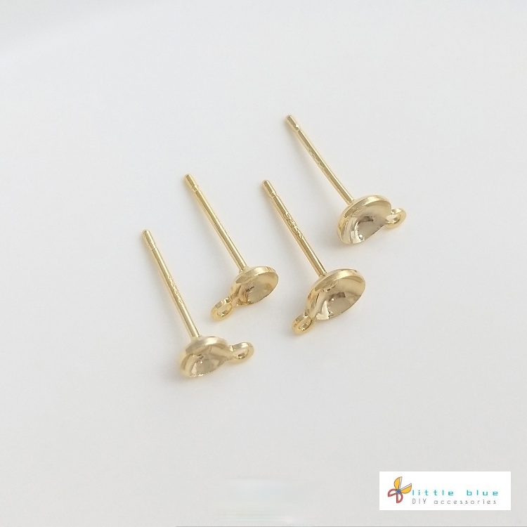 Giá Đỡ Bông Tai Xỏ Lỗ Mạ Vàng Bạc S925 14K Đính Hạt Ngọc Trai Nhân Tạo diy
