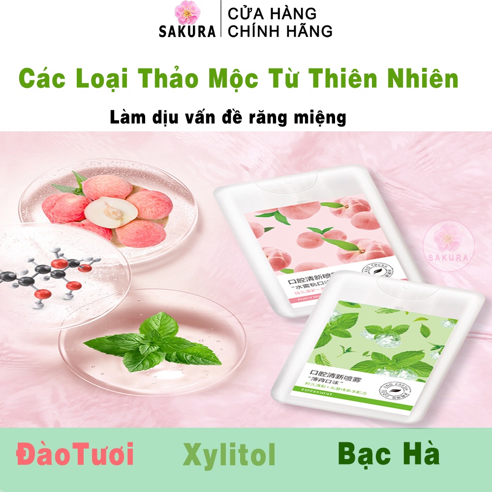 Xịt thơm miệng Heyxi Bac Hà Xịt thơm miệng sát khuẩn giữ lâu mùi thơm Sakura H2