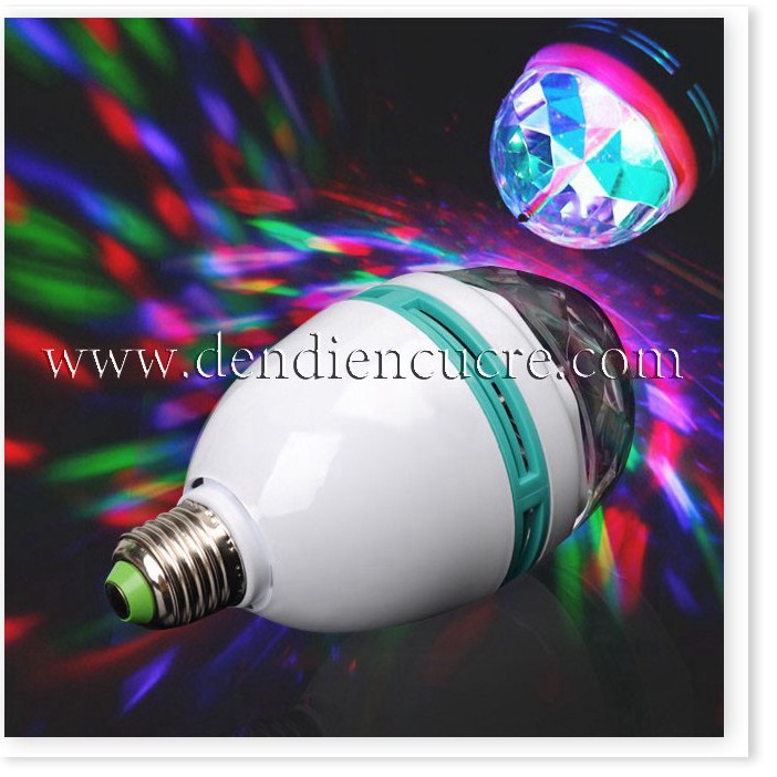 Đèn led quả cầu 3w xoay pha lê 7 màu đui E27 dùng làm đèn trang trí