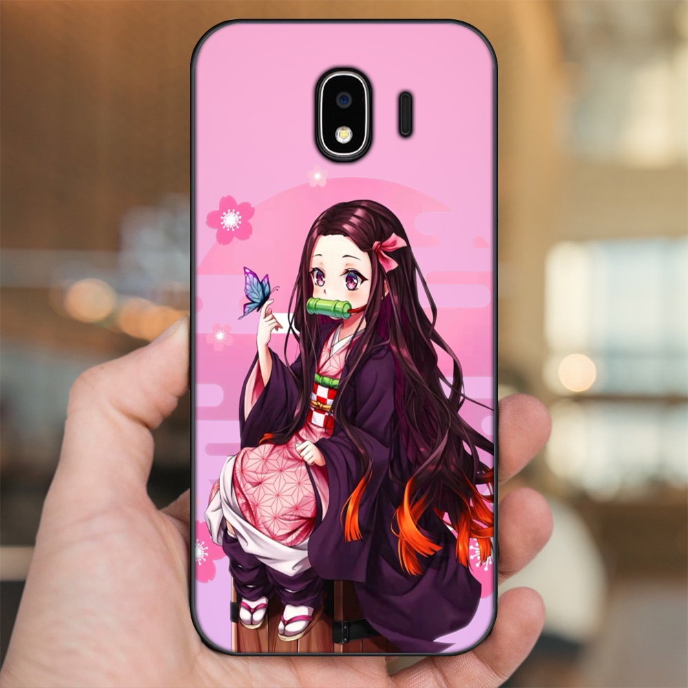 Ốp lưng Samsung J4 viền đen in hình Nezuko Kimetsu no Yaiba