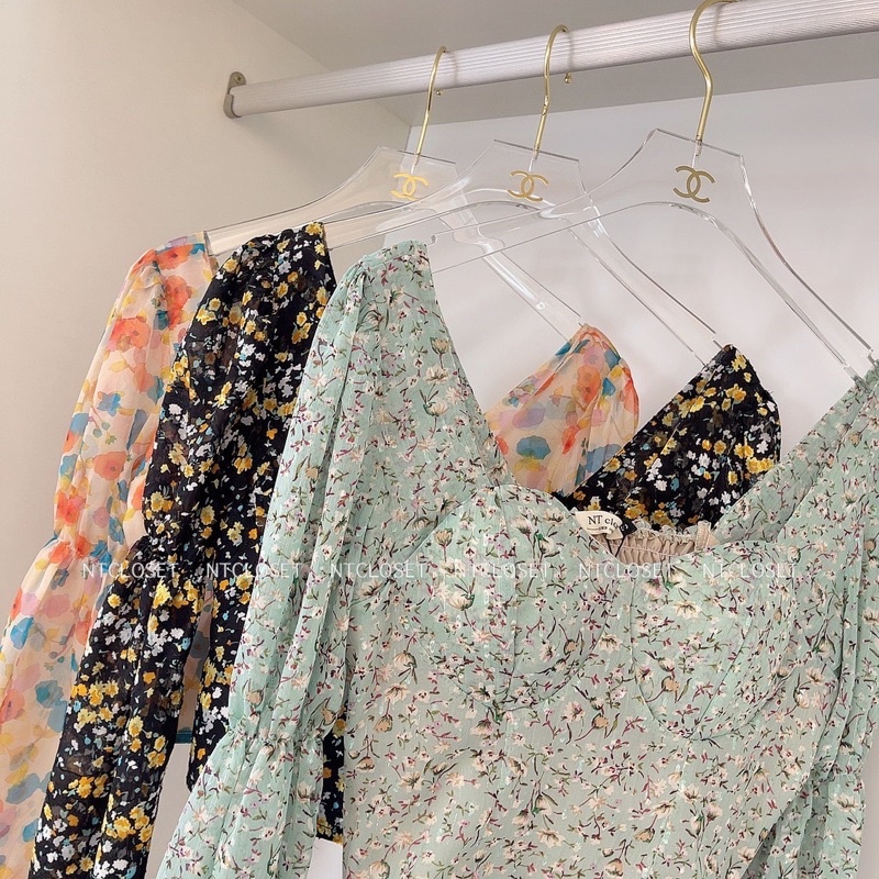 Áo voan hoa nhí cúp ngực chuẩn nt closet