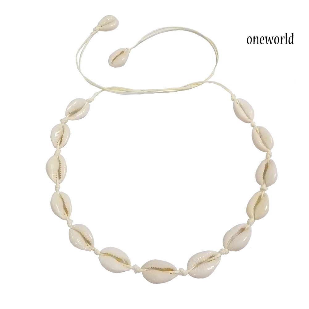 Vòng Cổ Choker Bằng Vải Dệt Thủ Công Đính Vỏ Sò Phong Cách Hawaii Dành Cho Nữ