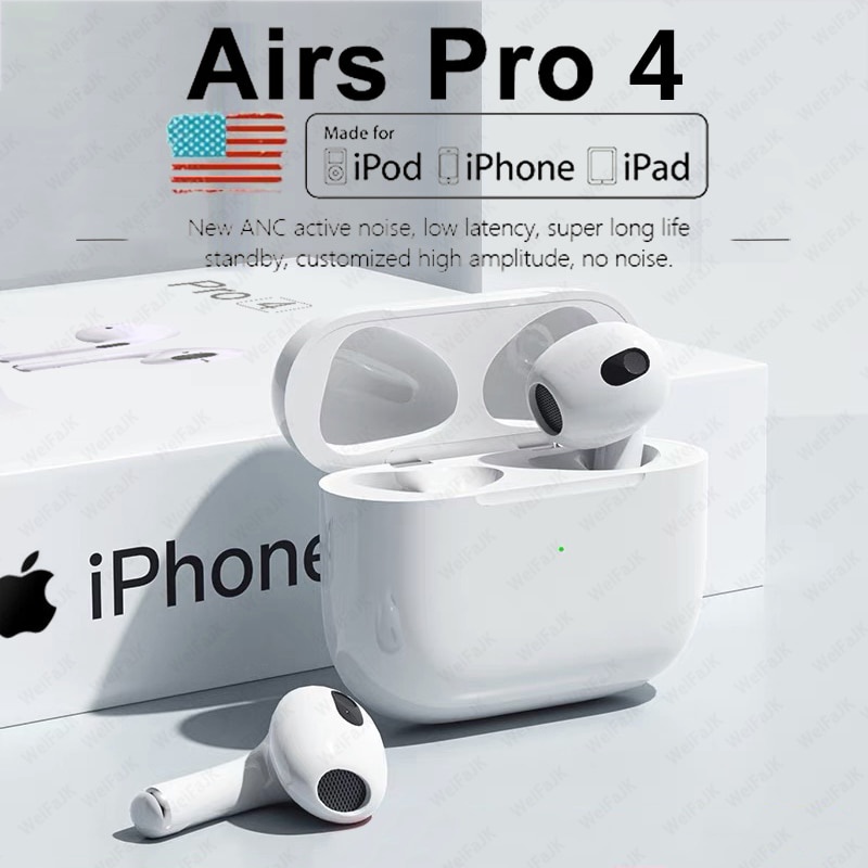 Tai nghe ko dây bluetooth Pro4 TWS 5 0 tự động kết nối giảm ồn smart phổ thông cho android táo