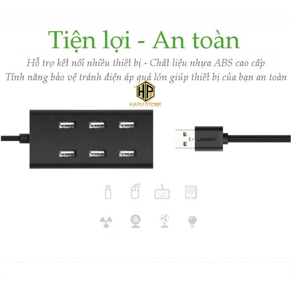 Hub USB 7 Cổng Ugreen 30374 chuẩn USB 2.0 cao cấp - Hapustore