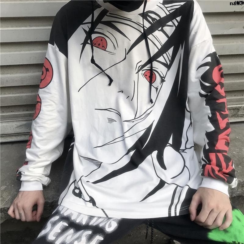 Áo hoodie lót nhung form rộng in hình Naruto thời trang cho cặp đôi