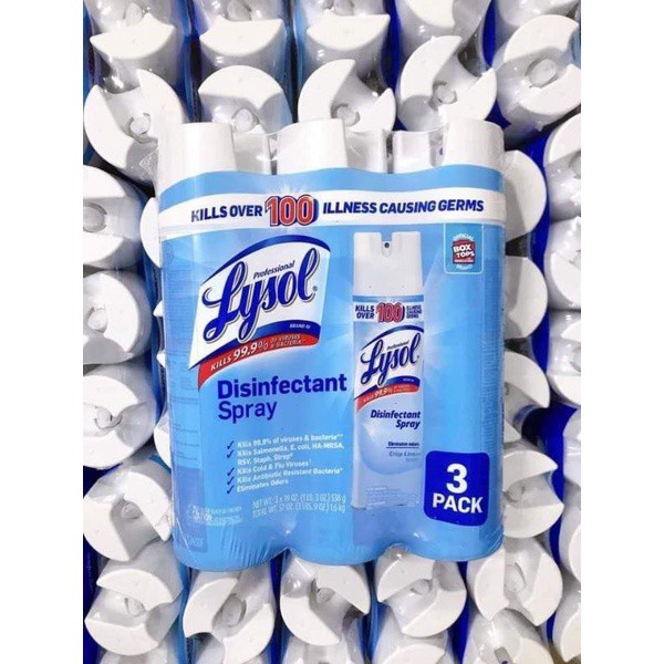 XỊT DIỆT KHUẨN LYSOL - TIÊU DIỆT 100 LOẠI VIRUS GÂY CÚM &amp; BỆNH TẬT_SET 3 CHAI