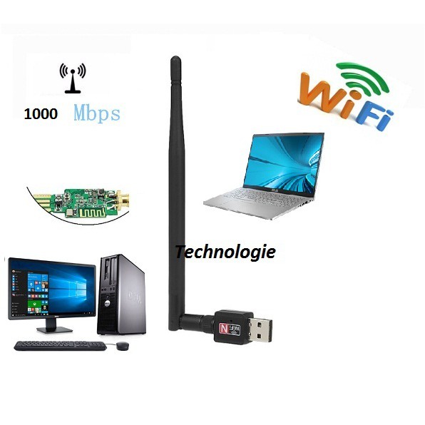 thu wifi 802 Có cần dài 5DP Tốc độ thu sóng cao 1000mps