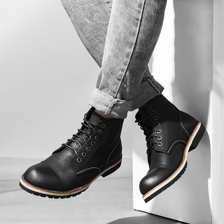 Giày Boots Nam Cổ Cao CC678. Da Bò Chuẩn Chỉ.