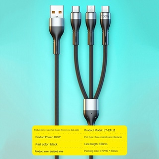 Dây Cáp Sạc Nhanh 100W 3 Trong 1 Type C Cho iPhone Android