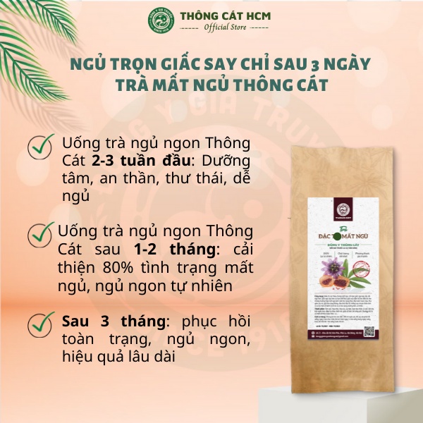 Trà mất ngủ ngủ ngon an thần cải thiện tình trạng mất ngủ, khó ngủ, ăn ngủ ngon hơn - Thảo mộc túi lọc Thông Cát HCM