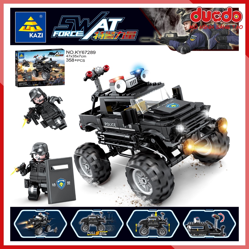 KAZI KY 67289 Lắp ghép xe đặc nhiệm cảnh sát SWAT - Đồ chơi Xếp hình lính Mô hình Mini Minifigures Army
