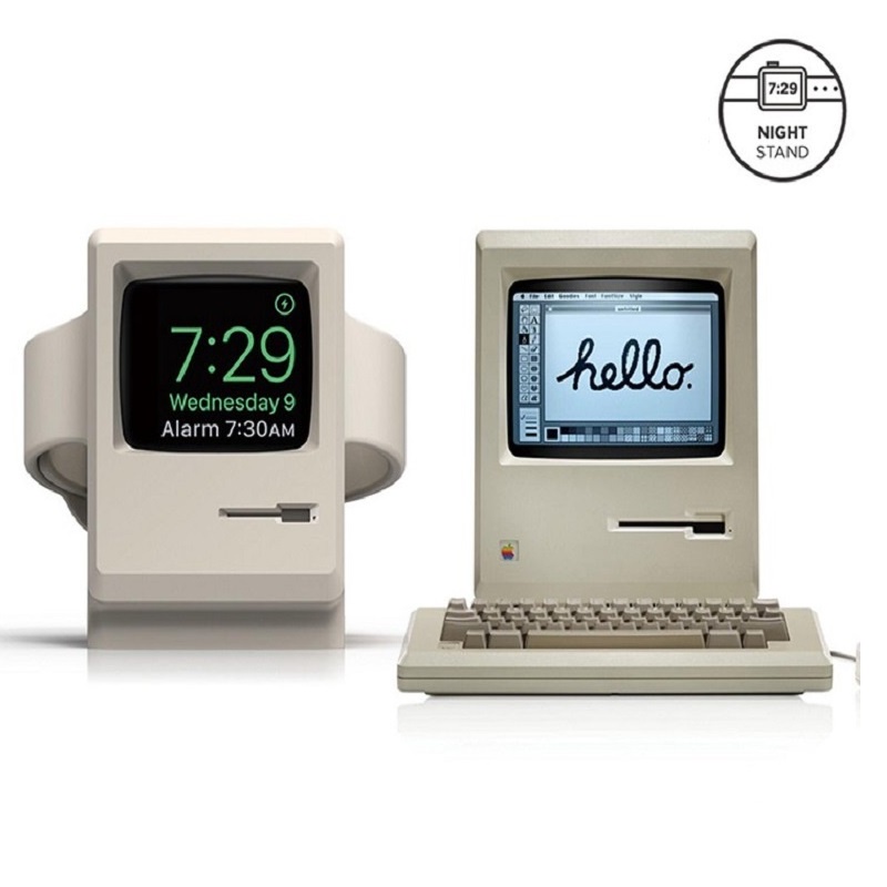 Đế Sạc Bằng Silicon Họa Tiết Máy Tính Cổ Điển Cho Apple Watch series 7 6 5 4 iwatch 3 2 1