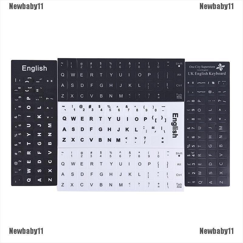 Miếng Dán Thay Thế Bàn Phím Tiếng Anh Màu Trắng Đen Cho Bất Kỳ PC