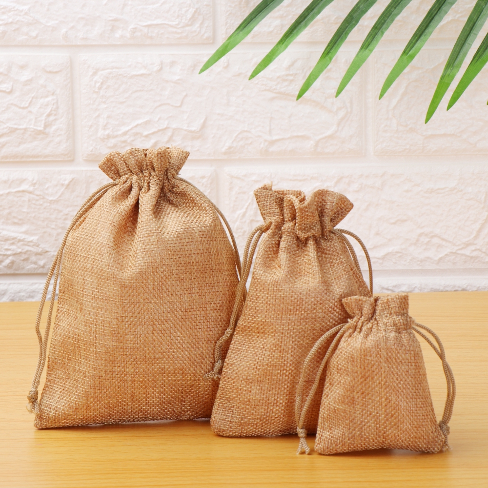 Set 5 túi đựng quà dây rút chất liệu đay đẹp mắt tiện dụng