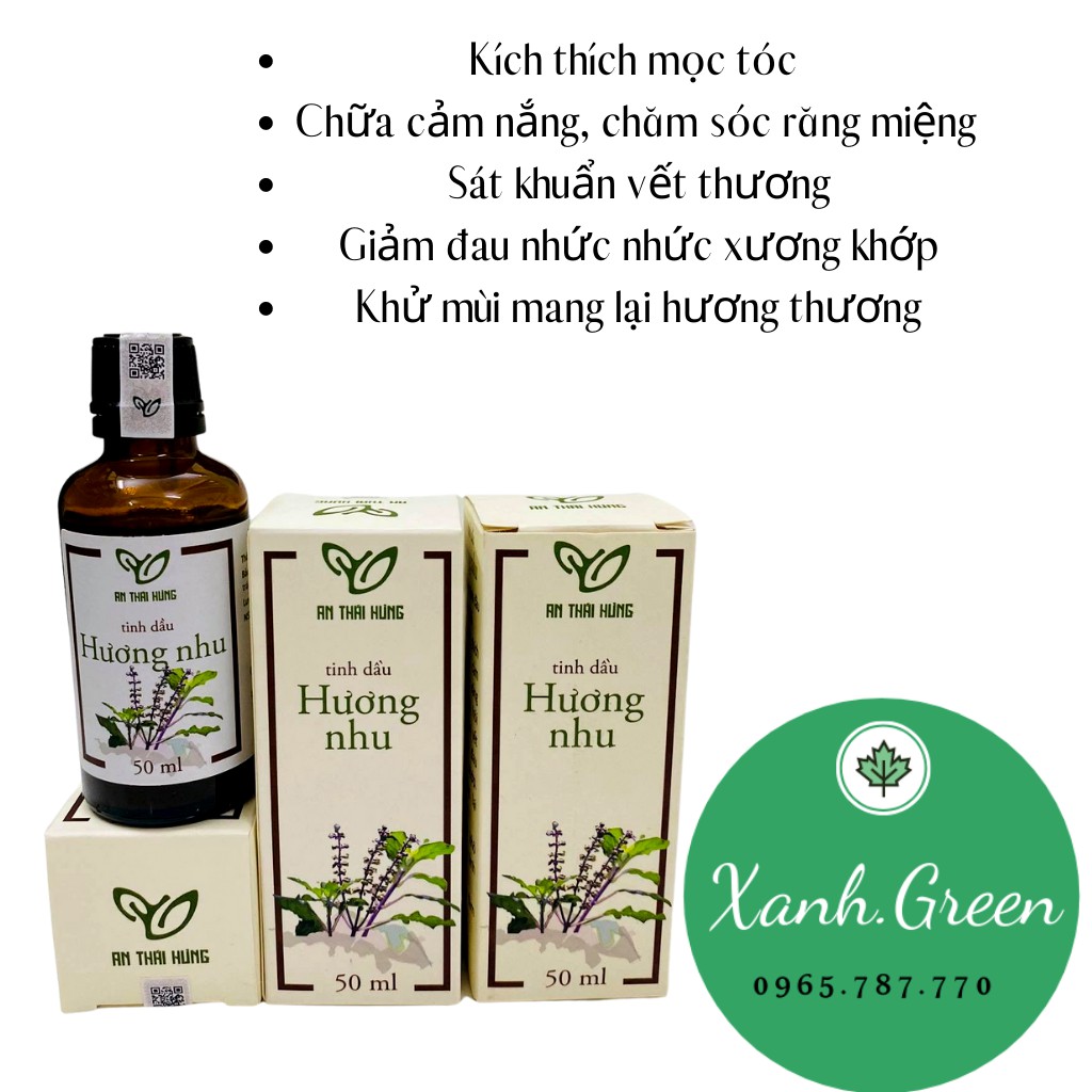 Tinh dầu Hương Nhu- Nguyên chất- Khử mùi, giảm đau nhức, chữa cảm nắng-50ml