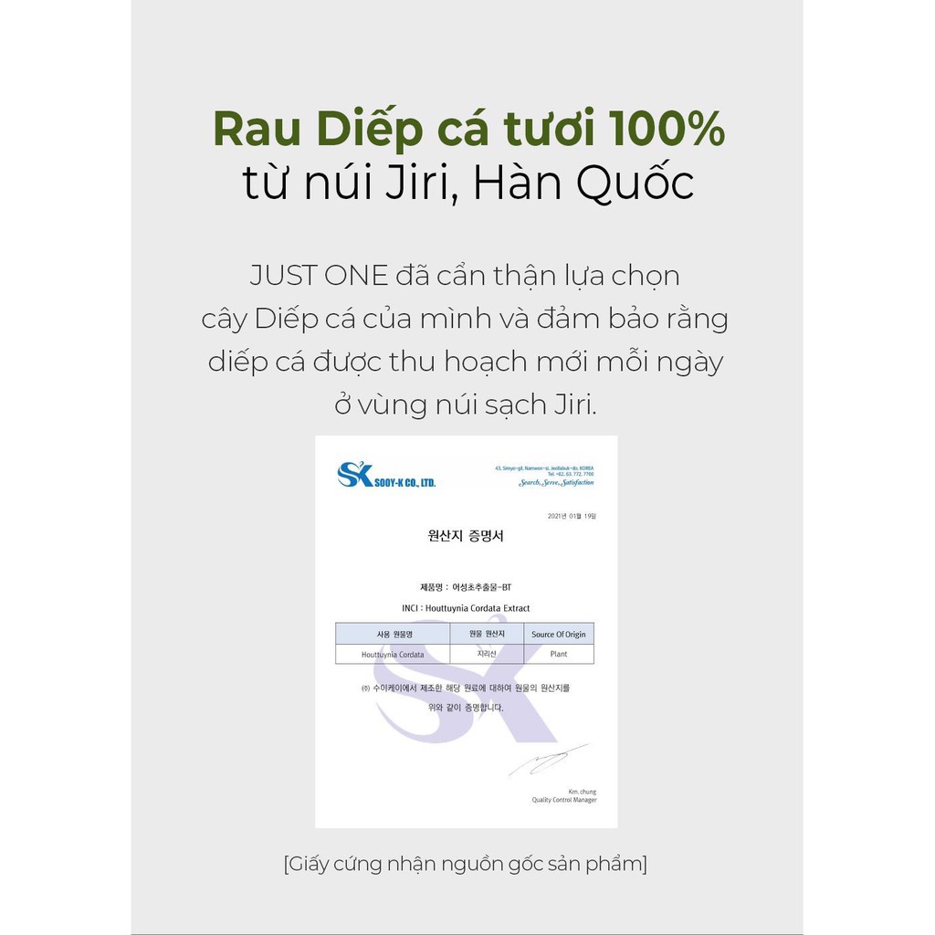 Nước hoa hồng - Nước Thần B.O.M Just One Tinh Chất Diếp Cá 92,5% Houttuynia Cordata Extract 150ml | BigBuy360 - bigbuy360.vn