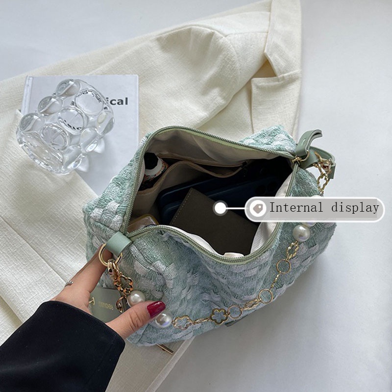 Túi đeo chéo IELGY cỡ nhỏ họa tiết sọc caro thời trang dễ phối đồ dành cho nữ