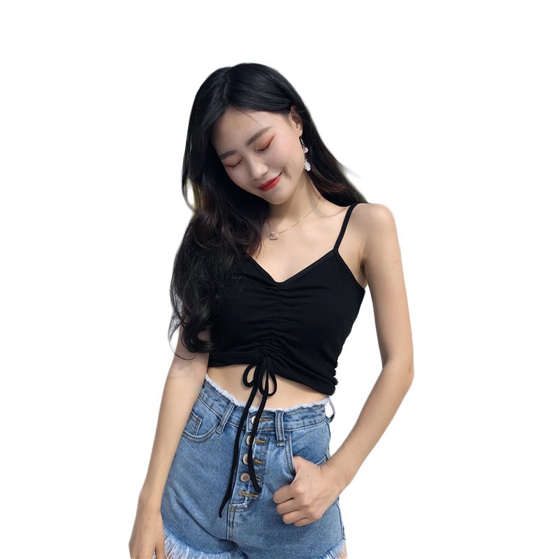 Women 2020 Sleeveless Fold Crop Top