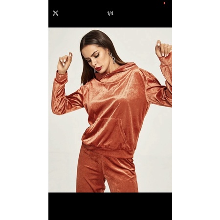 SHEIN hoodie nhung màu đồng size M