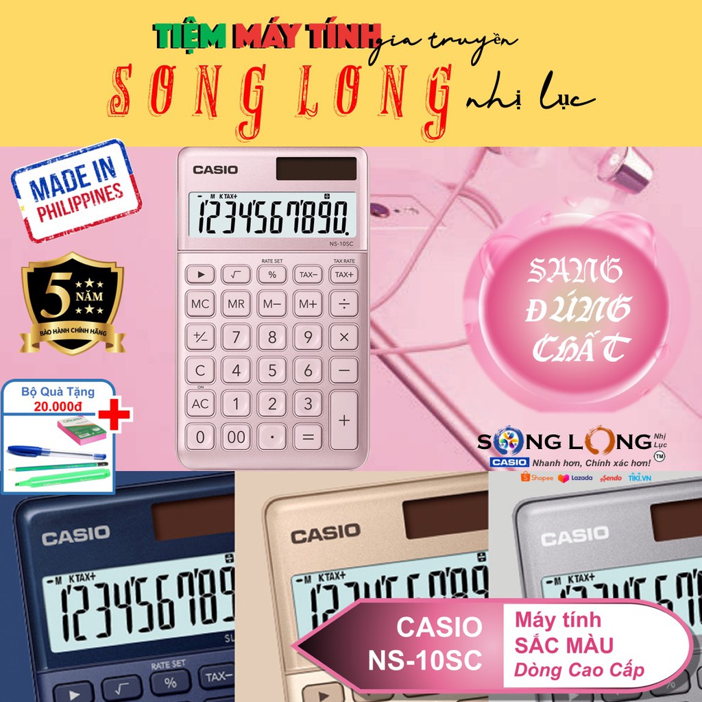 Máy tính Để bàn Sắc Màu Casio NS-10SC – “Sang đúng Chất!”- Máy Tính Casio Chính Hãng – Nhập khẩu Philippines