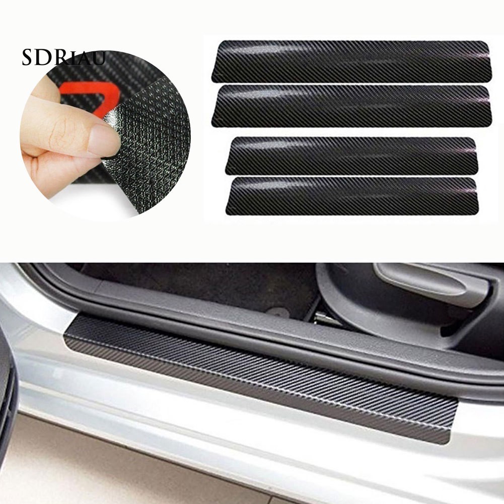 Set 4 sticker bằng carbon 4D chống trầy bảo vệ cho cửa xe hơi