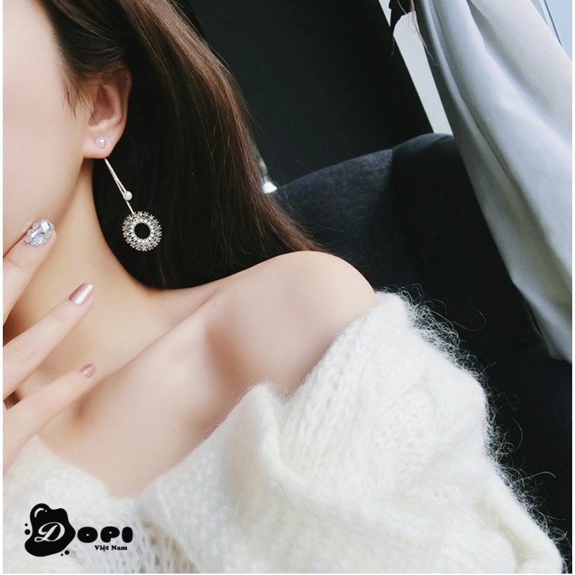 Bông tai tráng bạc form dài nữ tính
