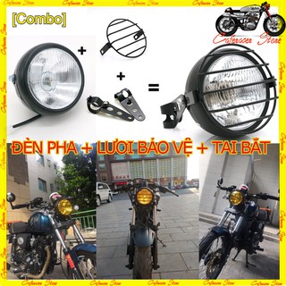⭐⭐⭐⭐⭐[COMBO] ĐÈN PHA SU (kính trắng ) +  LƯỚI NGOÀI + PAT BẮT PHA , hàng chất chuyên độ xe  win , honda 67...