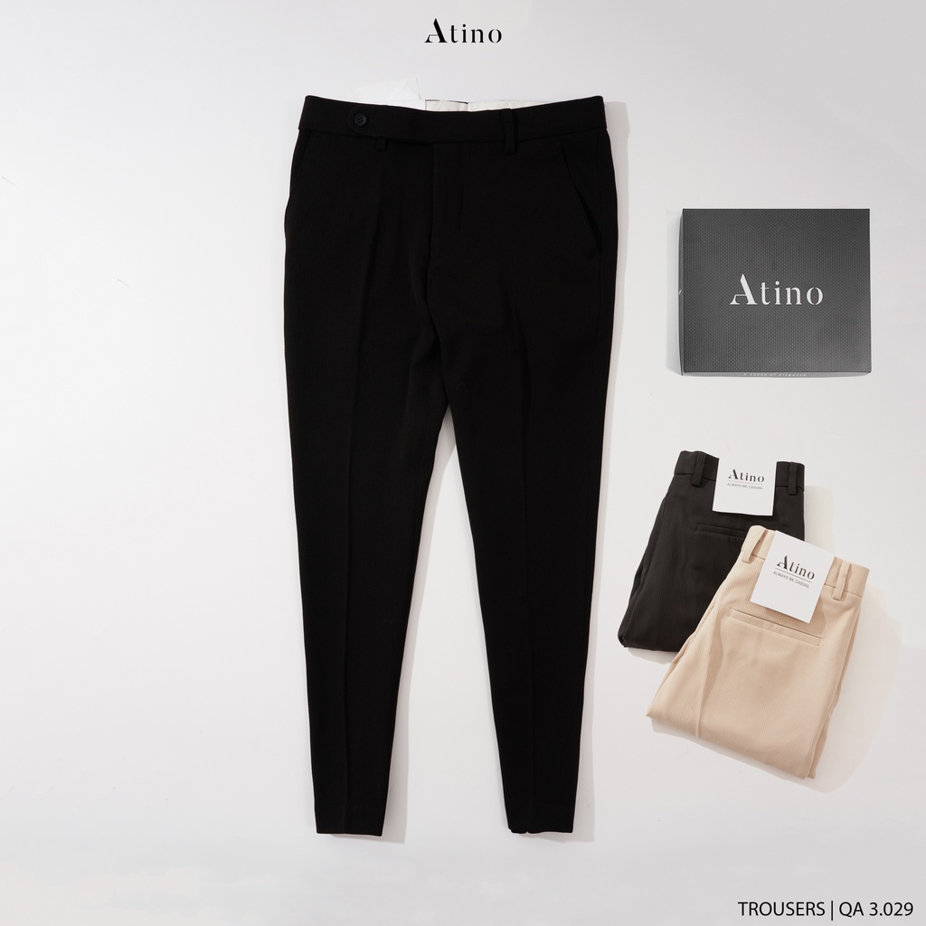 Quần Âu Nam Trơn ATINO Vải Polyester Co Giãn Pha Rayon Thông Thoáng Form Regular QA029