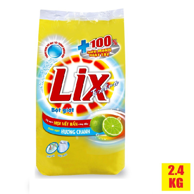 Bột giặt Lix Extra hương chanh 550gr EC055 thơm mát làm sạch mọi vết bẩn cứng đầu cho giặt tay và máy