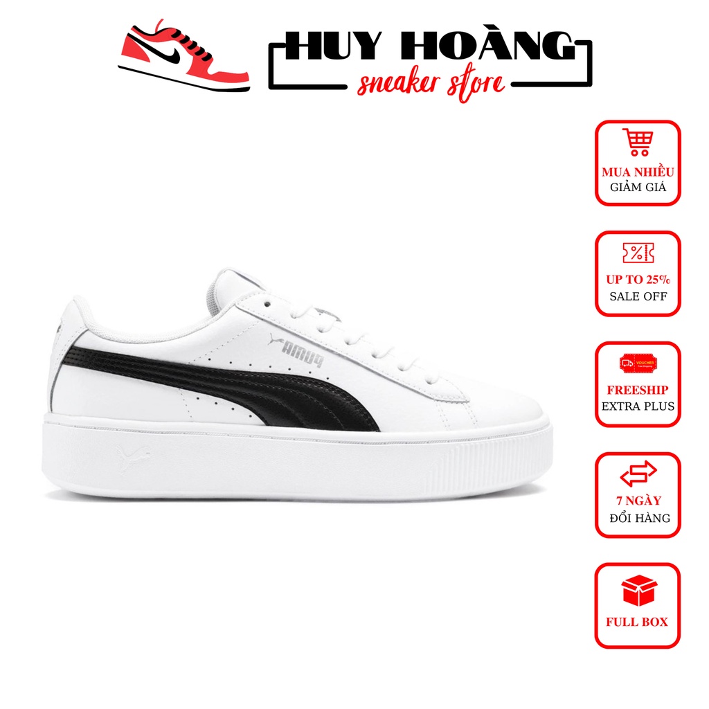 Giày Thể Thao Sneaker Nữ 𝐏𝐮𝐦𝐚 Trắng, Giày 𝐏𝐮𝐦𝐚 Trắng Sọc Đen Độn Đế Tăng Chiều Cao Hàng 1:1 [Full Bill + Box]
