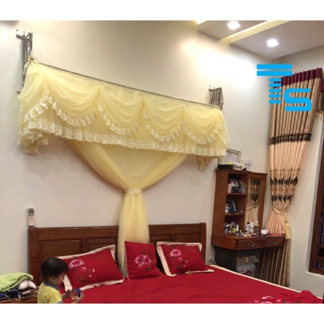 Màn khung xếp gọn phối ren kiểu