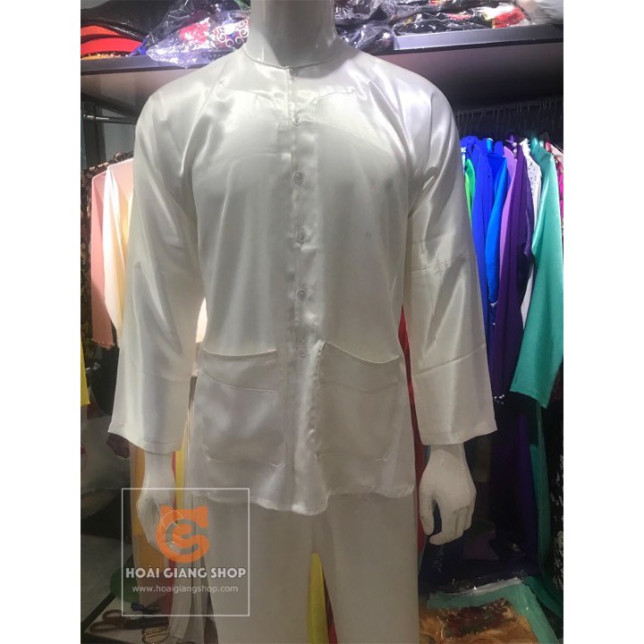 Bộ bà ba nam phi bóng màu trắng