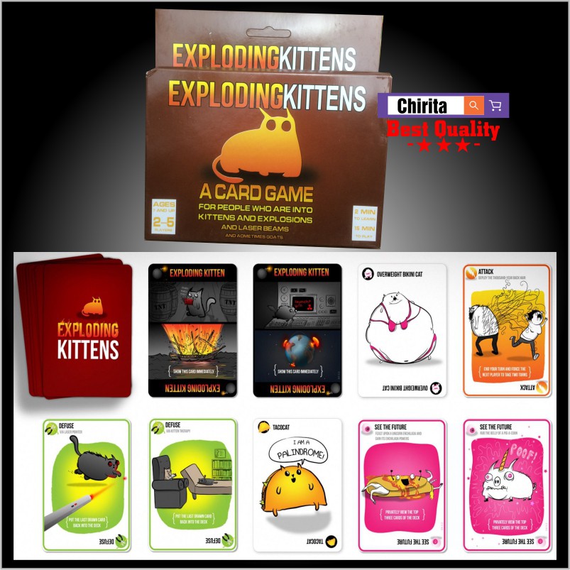 Bộ Bài Mèo Nổ Exploding Kittens LOẠI 56 Lá Giấy Cứng Cực Thú Vị - MN56L