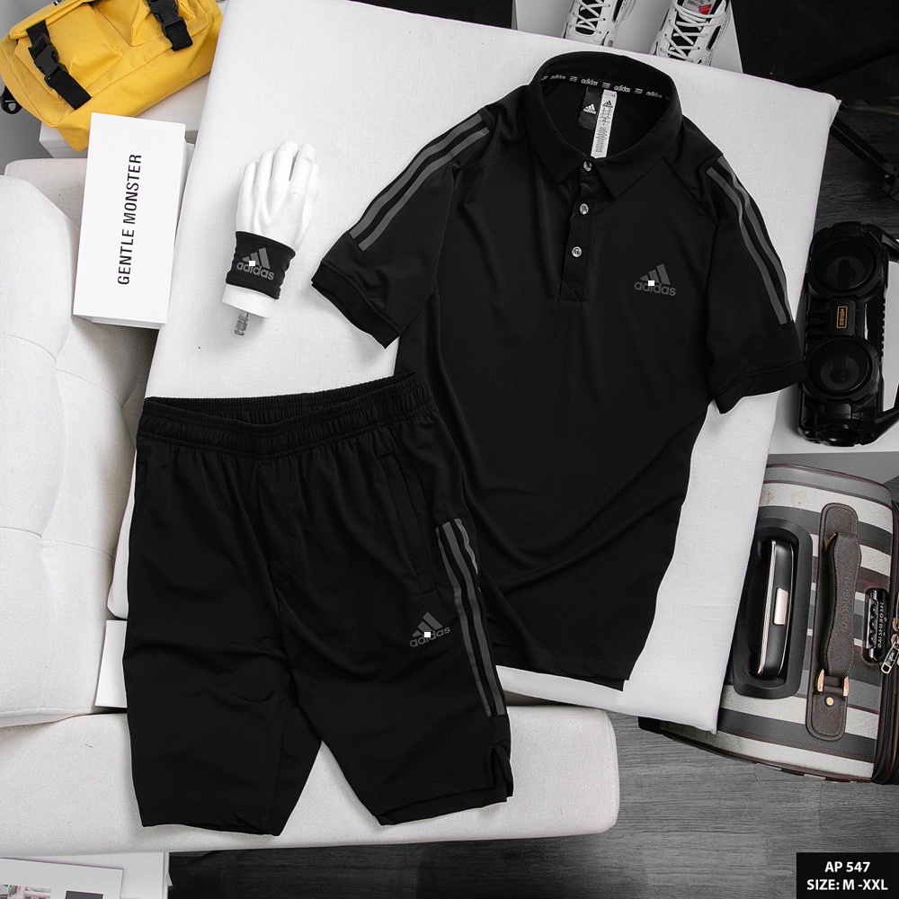 Bộ thể thao nam adidas cao cấp mùa hè cộc tay chất thun lạnh mã 547 , bộ đồ tập