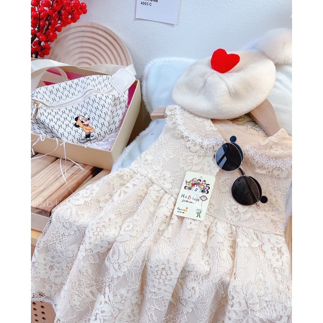 Váy ren bé gái cổ sen