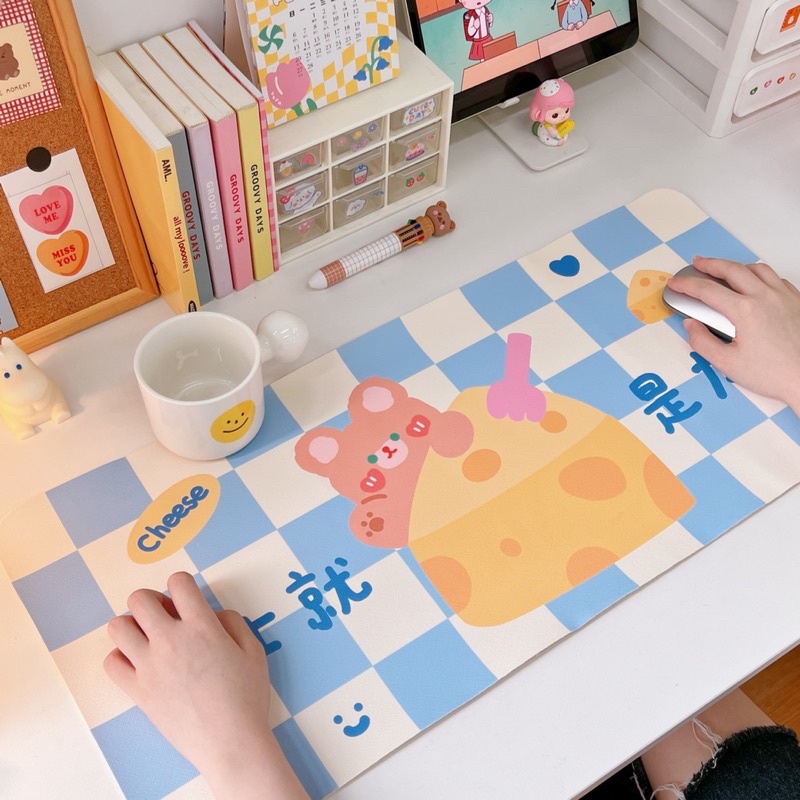 Tấm lót chuột cỡ lớn chống thấm nước, thảm trải bàn học bàn làm việc nhiều mẫu cute Tẻn Tẻn