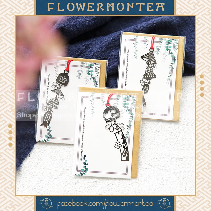 Thẻ Đánh Dấu Sách | Bookmark Kim Loại Kèm Thiệp - Chuông Gió