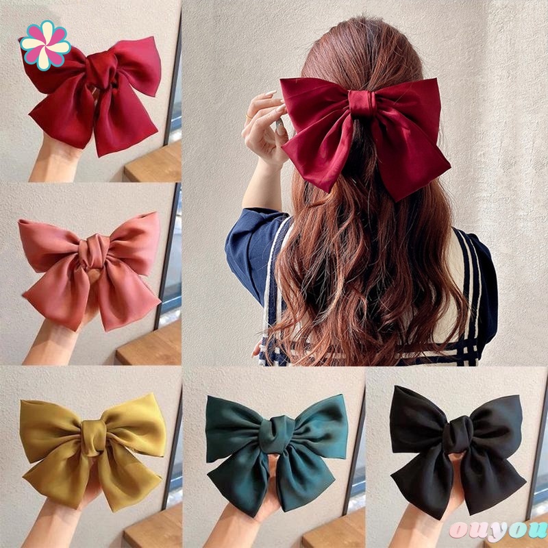 Kẹp Tóc Nơ Lớn Nhiều Màu Sắc Tùy Chọn Cho Nữ