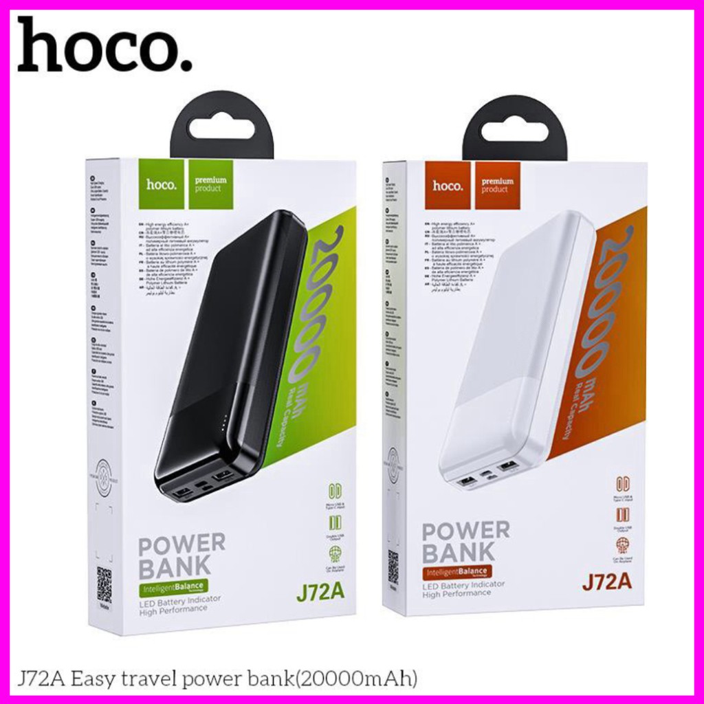 Sạc Dự Phòng 20000mAh Chính Hãng Hoco J72A Easy travel 20000mAh 2 cổng Input/Output.(Bảo Hành 1 Năm)