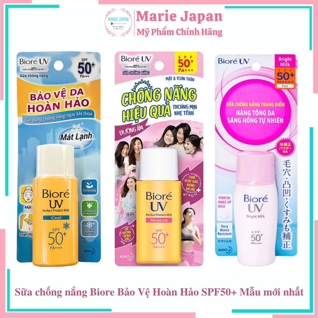 Kem chống nắng Biore UV Dạng Sữa Sáng Mịn Da Perfect Protect Milk SPF50+