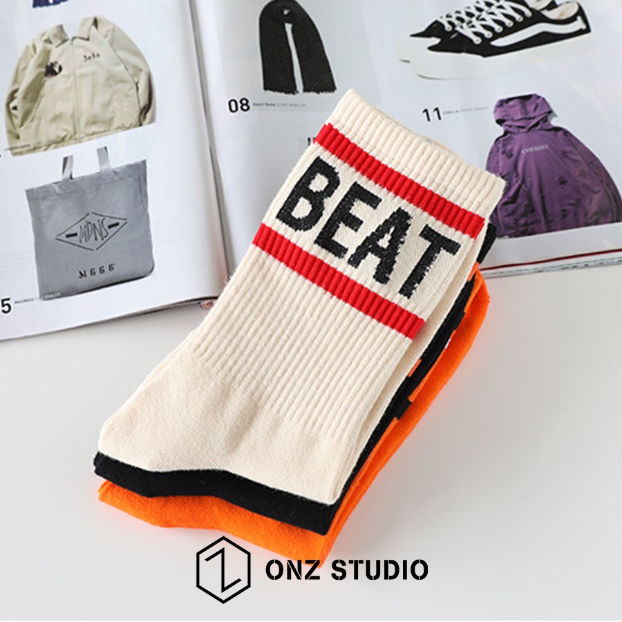 Vớ thể thao ONZ Studio chất liệu cotton - Tất chân nam nữ cổ cao BEAT phong cách năng động street style TA04