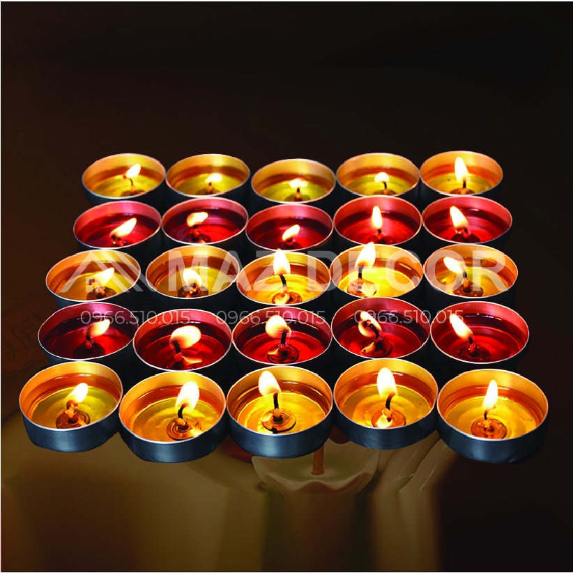 [Giá sỉ] Hộp 10 viên nến tealight hanmade (dùng đun bếp cafe, đèn xông tinh dầu) không làm đen đế đun