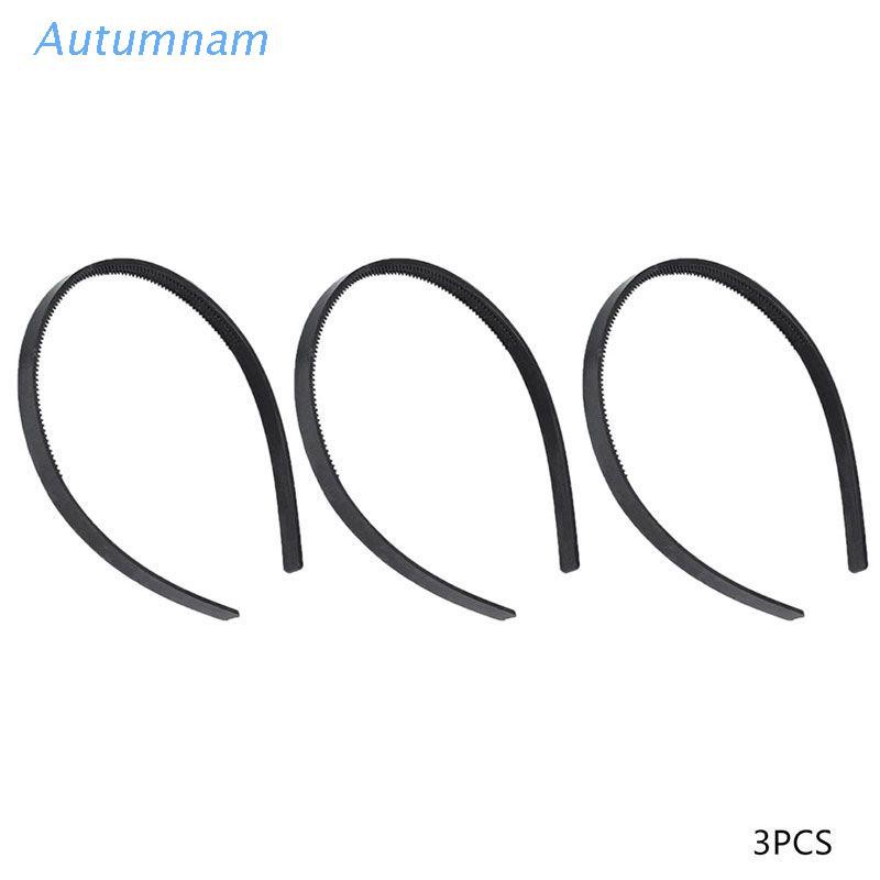 Set 3 băng đô cài tóc 7mm màu đen bằng acrylic cho nữ