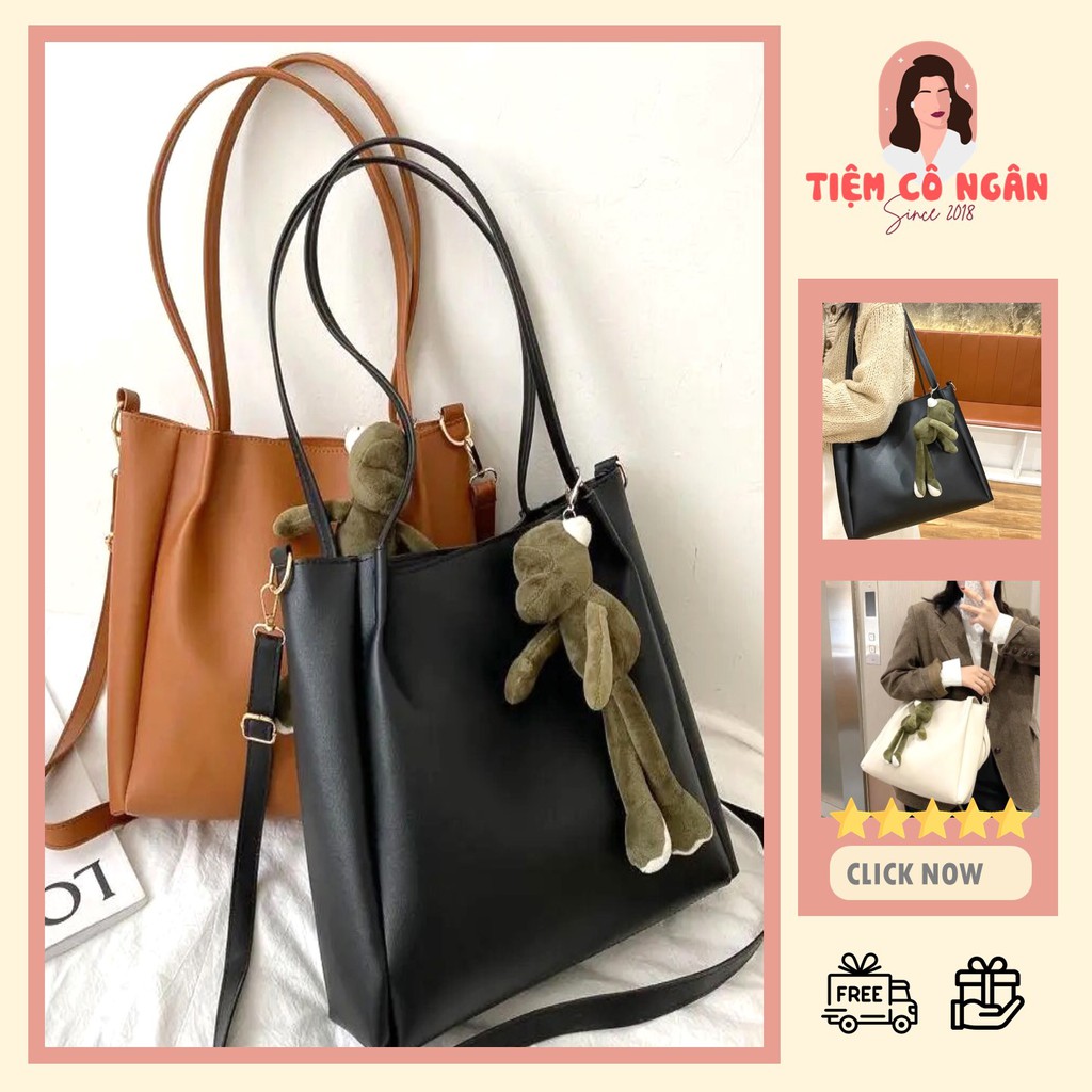 (CÓ SẴN) Túi Tote Da, Đeo chéo Đeo vai, phù hợp Đi học Đi làm,Cỡ lớn (ảnh thật)