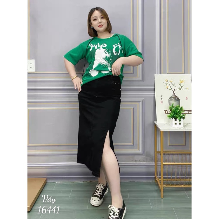 SALE Váy jean dài BIGSIZE xẻ chân váy bò 16441