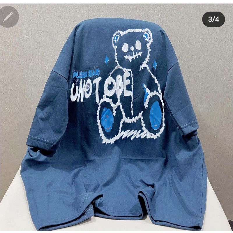 Áo Thun Tay Lỡ Form Rộng Unisex, Áo Thun Gấu Vá Miệng Siêu Cute (Kèm Ảnh Thật)