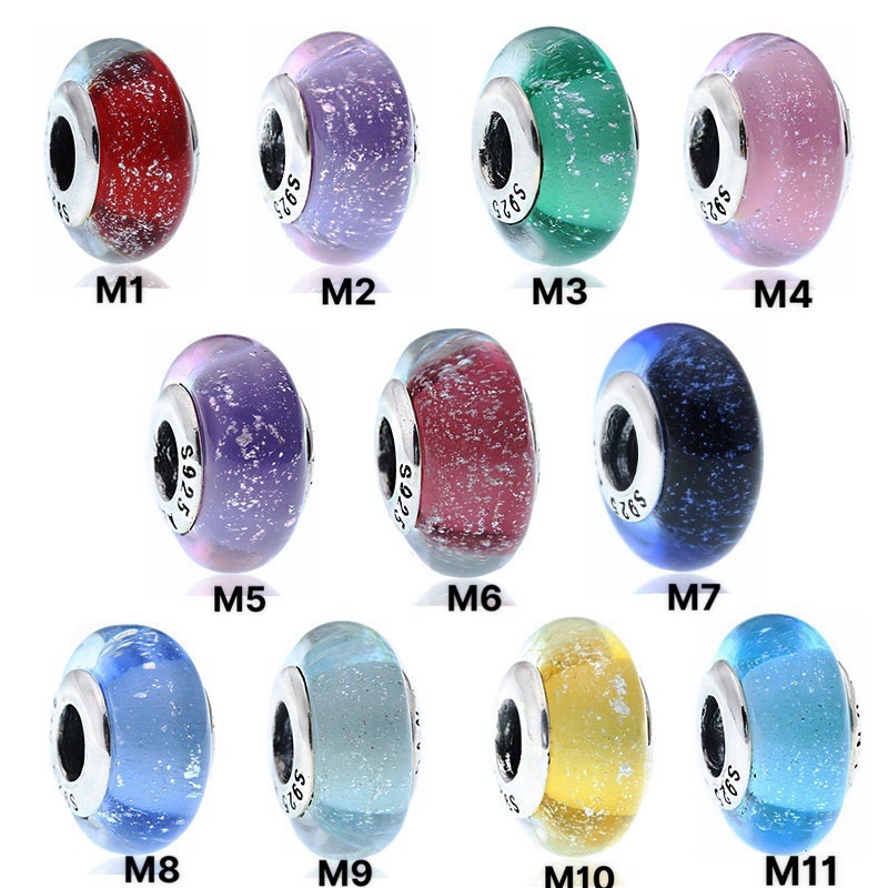 CHARM PAN ALE HẠT THUỶ TINH ÁNH NHŨ NHIỀU MẪU BẠC S925
