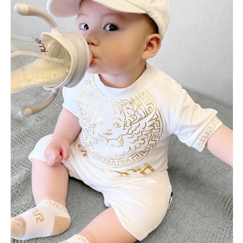 Áo Liền Quần Tay Ngắn Chất Liệu Cotton Thời Trang Mùa Hè Cho Bé 0-2 Tuổi
