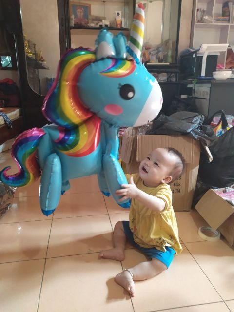 Bóng ngựa pony, bóng kỳ lân 3d, ngựa 1 sừng 3d trang trí sinh nhật cho bé